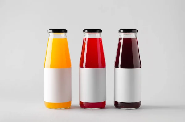 Juice Bottle Mock-Up - Three Bottles. Blank Label