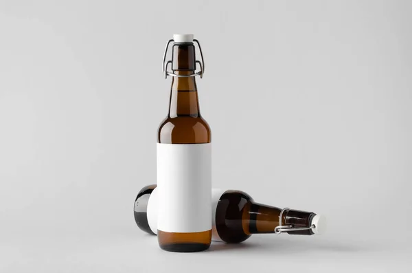 Flaska Mock Två Flaskor Tom Etikett — Stockfoto