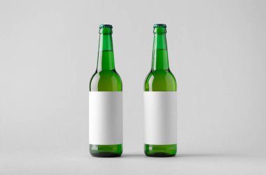 Bira şişe Mock-Up-iki şişe. Boş etiket