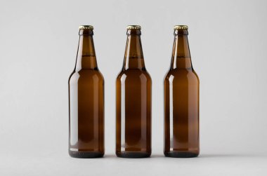 Bira şişe Mock-Up-üç şişe