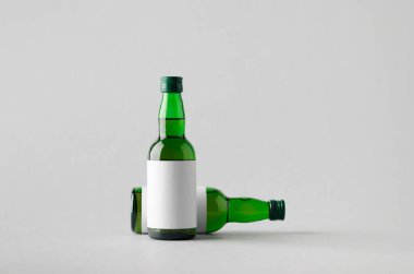 Minyatür ruhları / şişe Mock-Up-iki şişe içki. Boş etiket