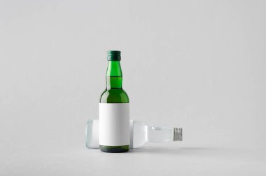 Minyatür ruhları / şişe Mock-Up-iki şişe içki. Boş etiket