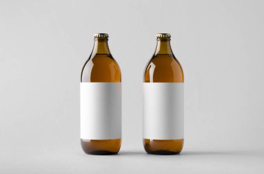 Bira şişe Mock-Up-iki şişe. Boş etiket