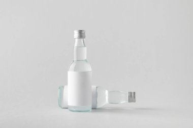 Minyatür ruhları / şişe Mock-Up-iki şişe içki. Boş etiket