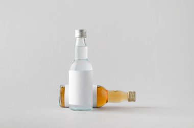 Minyatür ruhları / şişe Mock-Up-iki şişe içki. Boş etiket