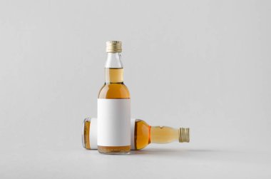 Minyatür ruhları / şişe Mock-Up-iki şişe içki. Boş etiket