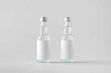 Minyatür ruhları / şişe Mock-Up-iki şişe içki. Boş etiket