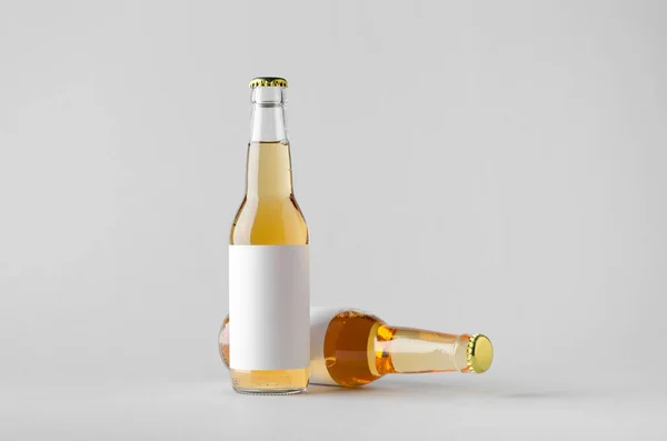 Beer Bottle Mock Two Bottles Blank Label — Stock Photo, Image