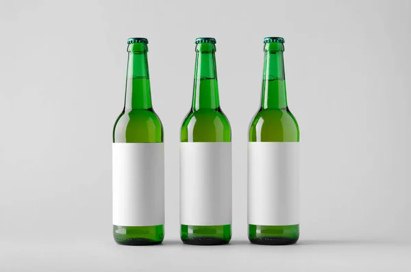 Beer Bottle Mock Tre Bottiglie Etichetta Vuota — Foto Stock