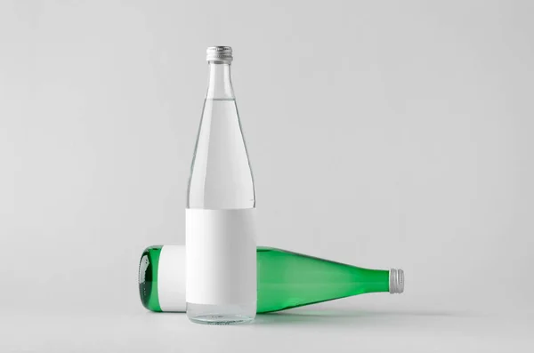 Vattenflaska Mock Två Flaskor Tom Etikett — Stockfoto