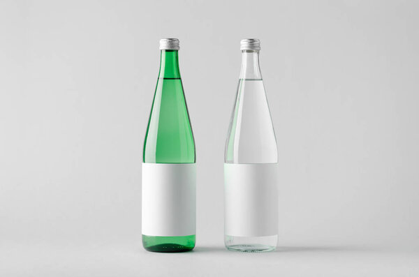 Water Bottle Mock-Up - Two Bottles. Blank Label