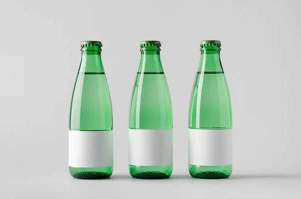 Waterfles Mock Drie Flessen Blank Label — Stockfoto