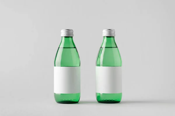 Vattenflaska Mock Två Flaskor Tom Etikett — Stockfoto