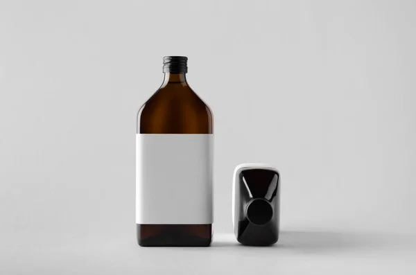 Farmaceutiska Flaska Mock Två Flaskor Tom Etikett — Stockfoto