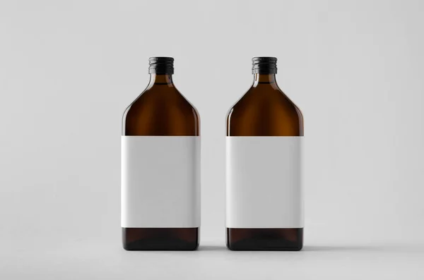 Farmaceutische Fles Mock Twee Flessen Blank Label — Stockfoto