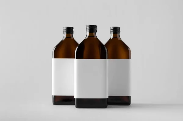 Farmaceutiska Flaska Mock Tre Flaskor Tom Etikett — Stockfoto