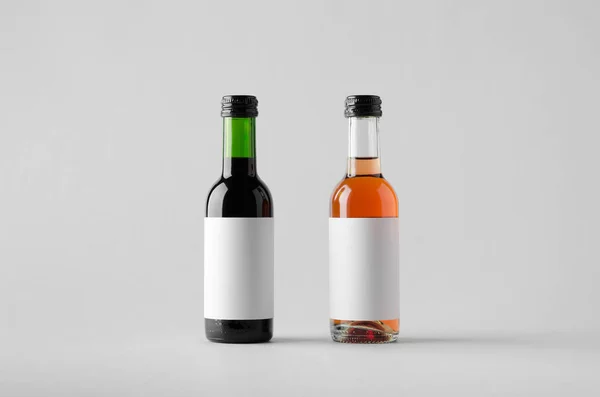 Wijn Kwartaal Mini Fles Mock Twee Flessen Blank Label — Stockfoto