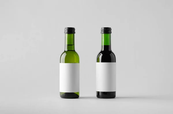 Wine Quarter / Mini Bottle Mock-Up - Two Bottles. Blank Label