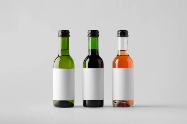 Wijn Kwartaal Mini Fles Mock Drie Flessen Blank Label — Stockfoto