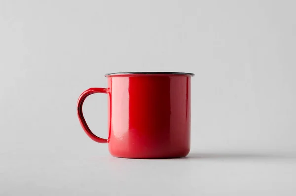 Tasse Émail Rouge Maquillée — Photo