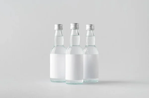 Miniature Spirits Liquor Bottle Mock Three Bottles Dalam Bahasa Inggris — Stok Foto