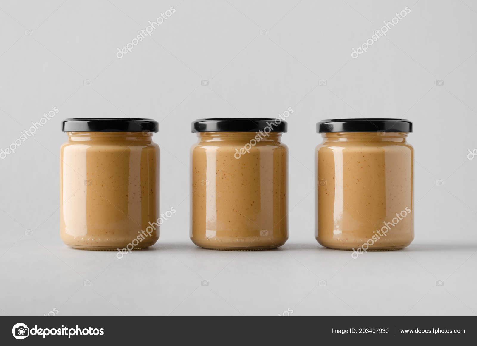 Download Peanut Almond Nut Butter Jar Mock Three Jars Stock Photo Image By C Shablonstudio 203407930