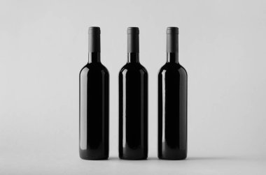 Şarap şişesi Mock-Up-üç şişe