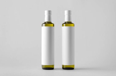 Olive / Sunflower / Sesame Oil Bottle Mock-Up - Two Bottles. Blank Label clipart