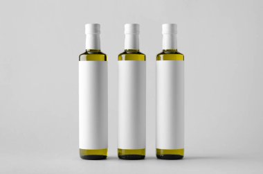 Zeytin / ayçiçeği / susam yağı şişe Mock-Up-üç şişe. Boş etiket