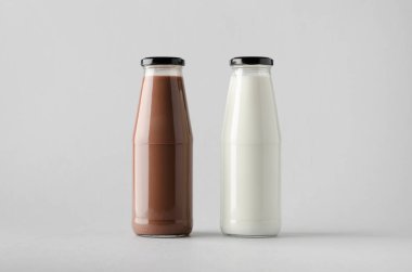 Süt şişesi Mock-Up-iki şişe