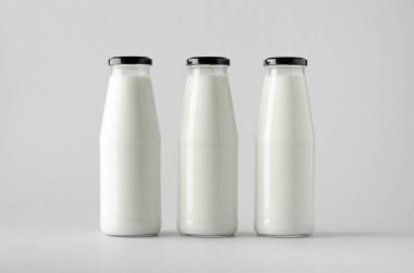 Süt şişesi Mock-Up-üç şişe