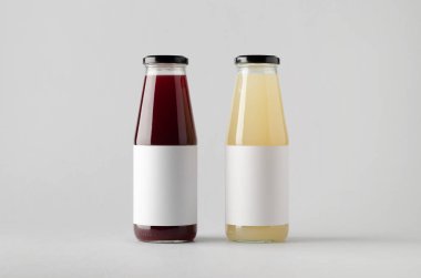 Şişe Mock-Up-iki şişe suyu. Boş etiket