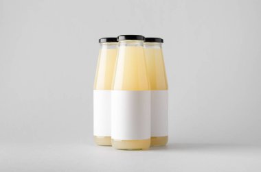 Şişe Mock-Up-üç şişe suyu. Boş etiket