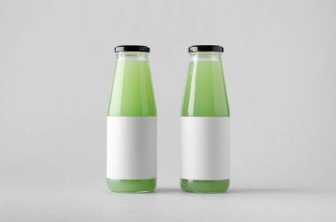 Şişe Mock-Up-iki şişe suyu. Boş etiket