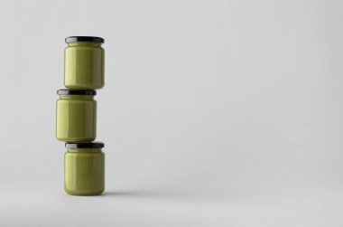 Kabak / kenevir tohumu tereyağı kavanoz Mock-Up-üç kavanoz