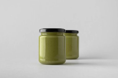 Kabak / kenevir tohumu tereyağı kavanoz Mock-Up-iki kavanoz