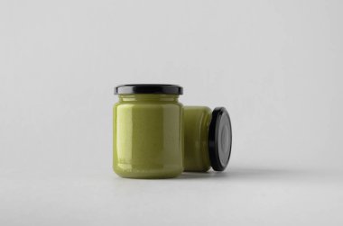 Kabak / kenevir tohumu tereyağı kavanoz Mock-Up-iki kavanoz