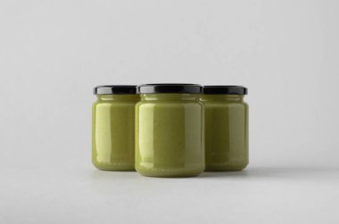 Kabak / kenevir tohumu tereyağı kavanoz Mock-Up-üç kavanoz