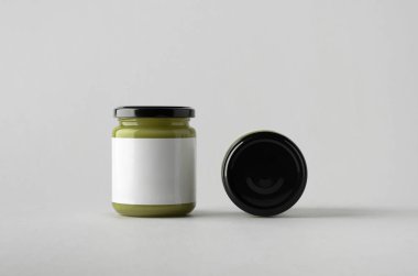 Kabak / kenevir tohumu tereyağı kavanoz Mock-Up-iki kavanoz. Boş etiket