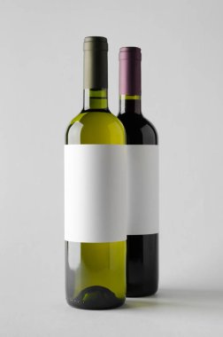 Şarap şişesi Mock-Up-iki şişe. Boş etiket