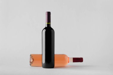 Şarap şişesi Mock-Up-iki şişe