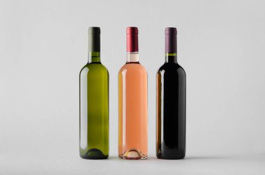 Şarap şişesi Mock-Up-üç şişe