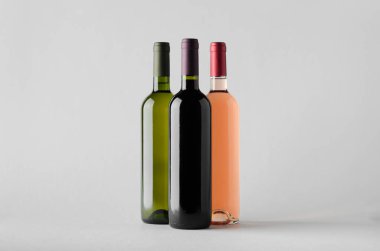 Şarap şişesi Mock-Up-üç şişe