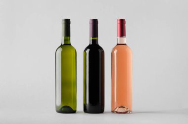 Şarap şişesi Mock-Up-üç şişe