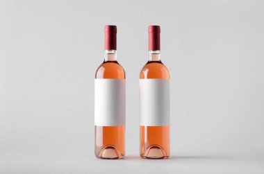 Şarap şişesi Mock-Up-iki şişe. Boş etiket