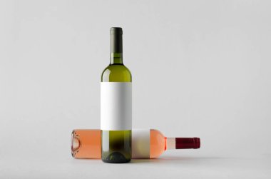 Şarap şişesi Mock-Up-iki şişe. Boş etiket