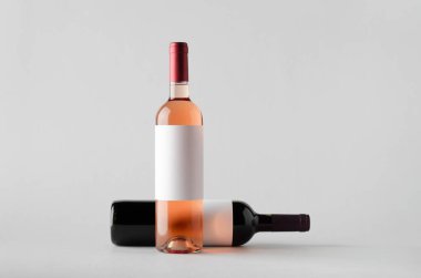 Şarap şişesi Mock-Up-iki şişe. Boş etiket