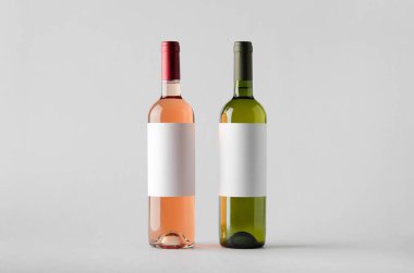 Şarap şişesi Mock-Up-iki şişe. Boş etiket