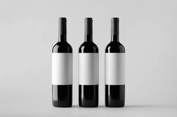 Wijnfles Mock Drie Flessen Blank Label — Stockfoto