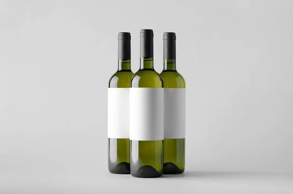 Bottiglia Vino Finto Tre Bottiglie Etichetta Vuota — Foto Stock